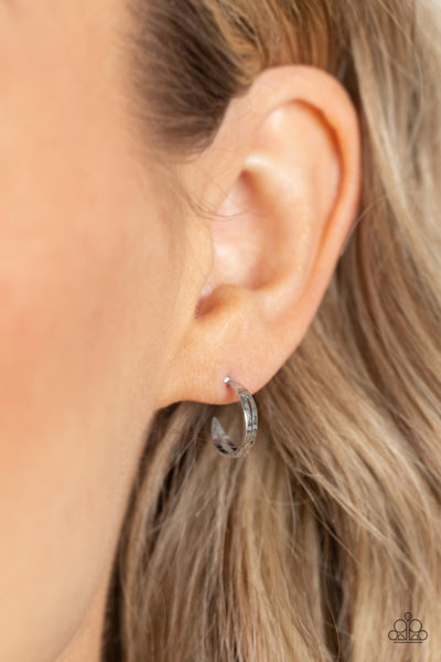 SMALLEST OF THEM ALL -SILVER TINY HOOP EARRINGS - PAPARAZZI