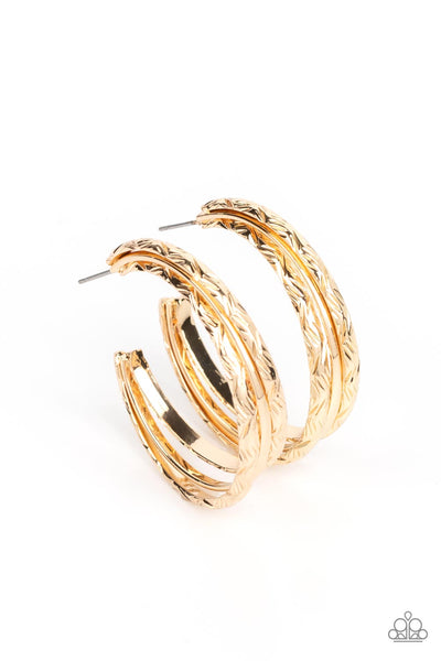 CONTOUR DE FORCE - GOLD HOOP EARRINGS - PAPARAZZI