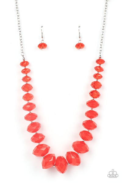 HAPPY-GLOW-LUCKY - RED BEAD SILVER NECKLACE - PAPARAZZI