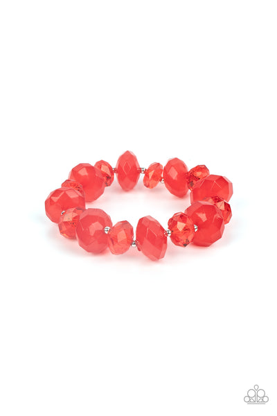 KEEP GLOWING FORWARD - RED BEAD STRETCHY BRACELET - PAPARAZZI