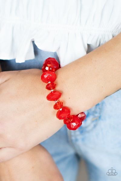 KEEP GLOWING FORWARD - RED BEAD STRETCHY BRACELET - PAPARAZZI
