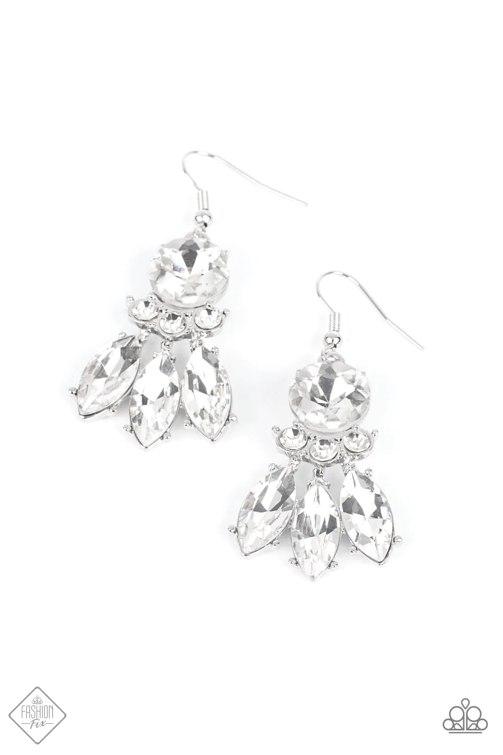 TO HAVE AND TO SPARKLE - WHITE RHINESTONE SILVER EARRINGS - PAPARAZZI FASHION FIX MAY 2022