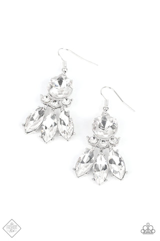 TO HAVE AND TO SPARKLE - WHITE RHINESTONE SILVER EARRINGS - PAPARAZZI FASHION FIX MAY 2022