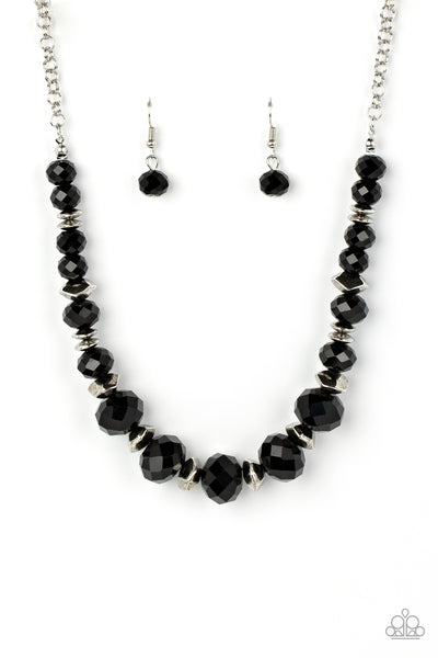 COSMIC CADENCE - BLACK AND SILVER BEAD NECKLACE - PAPARAZZI