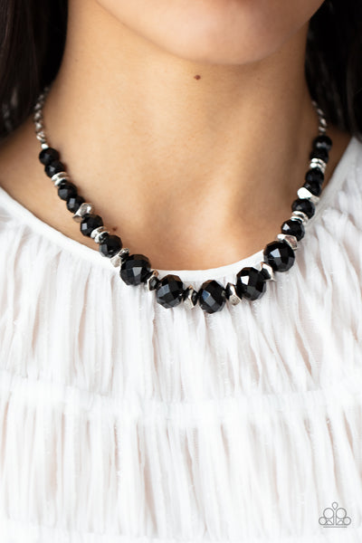 COSMIC CADENCE - BLACK AND SILVER BEAD NECKLACE - PAPARAZZI