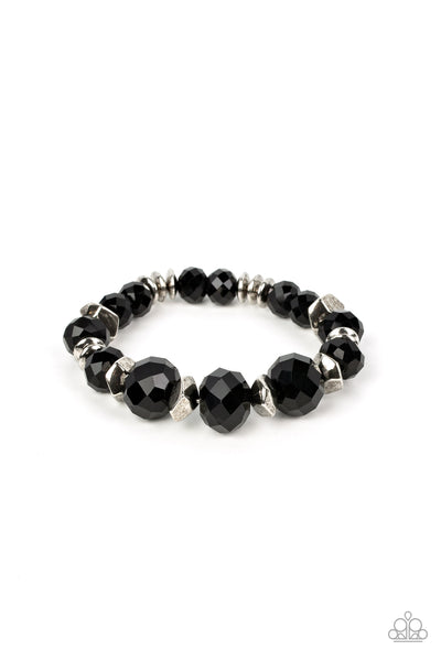 ASTRAL AURAS - BLACK AND SILVER BREAD STRETCHY BRACELET - PAPARAZZI