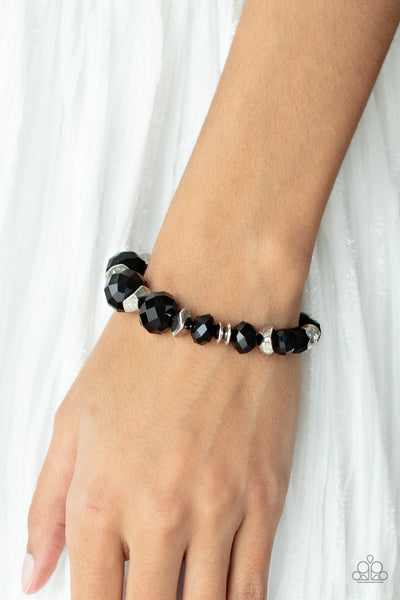 ASTRAL AURAS - BLACK AND SILVER BREAD STRETCHY BRACELET - PAPARAZZI