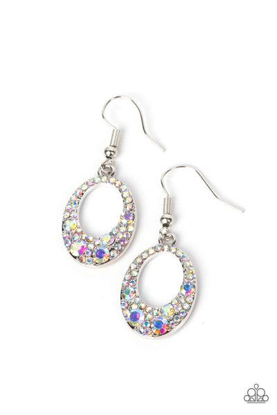 SHOWROOM SIZZLE - MULTI IRIDESCENT SILVER EARRINGS - PAPARAZZI