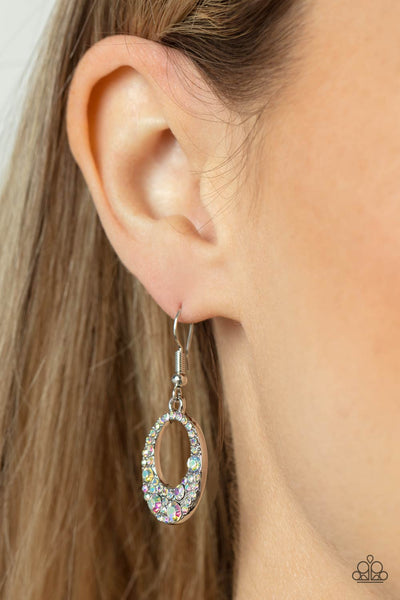 SHOWROOM SIZZLE - MULTI IRIDESCENT SILVER EARRINGS - PAPARAZZI