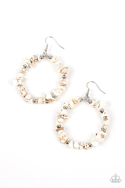 MINERAL MANTRA - WHITE STONE SILVER EARRINGS - PAPARAZZI