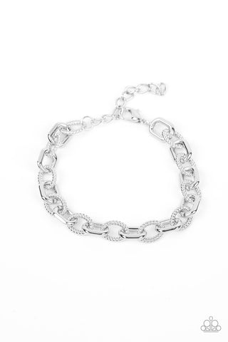 DOUBLE CLUTCH - SILVER CHAIN URBAN BRACELET - PAPARAZZI