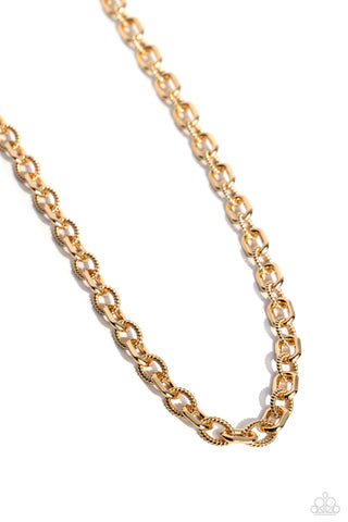 MODERN MOTORHEAD - GOLD CHAIN URBAN NECKLACE - PAPARAZZI