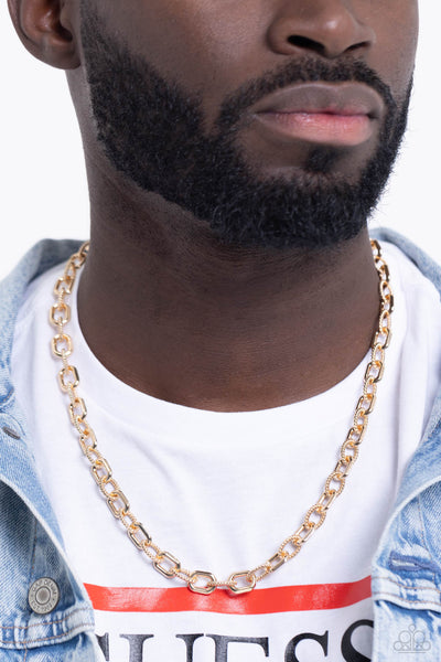 MODERN MOTORHEAD - GOLD CHAIN URBAN NECKLACE - PAPARAZZI