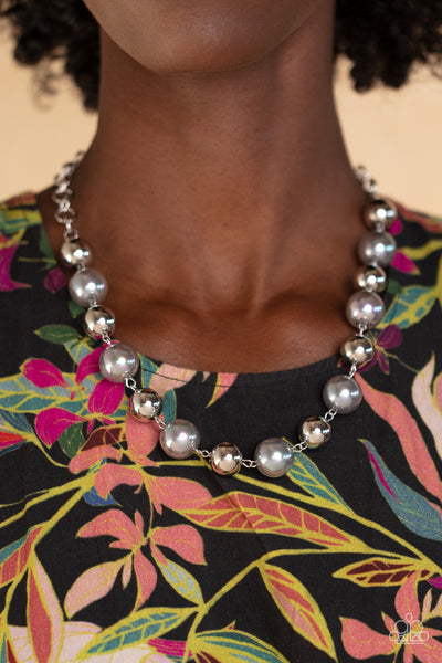 DREAMSCAPE ESCAPE - SILVER IRIDESCENT BEAD NECKLACE - PAPARAZZI