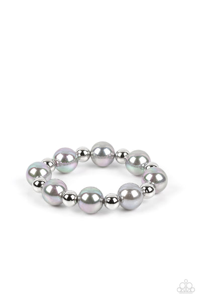 A DREAMSCAPE COME TRUE - SILVER IRIDESCENT BEAD BRACELET - PAPARAZZI