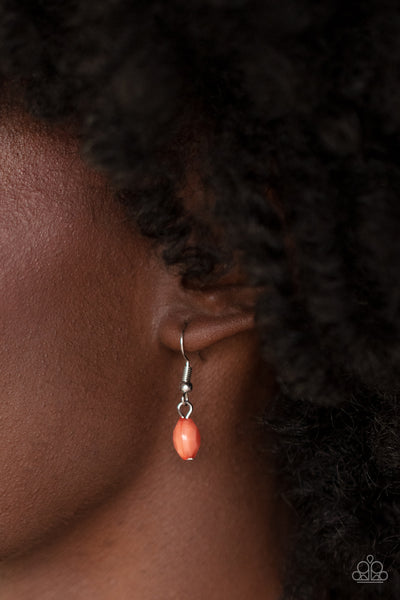 PACIFIC PICNIC - ORANGE CORAL BEAD SILVER LAYERED NECKLACE - PAPARAZZI