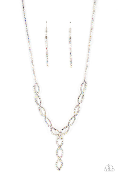 INFINITELY ICY - MULTI IRIDESCENT RHINESTONE Y NECKLACE - LIFE OF THE PARTY SEPT 2022 PAPARAZZI