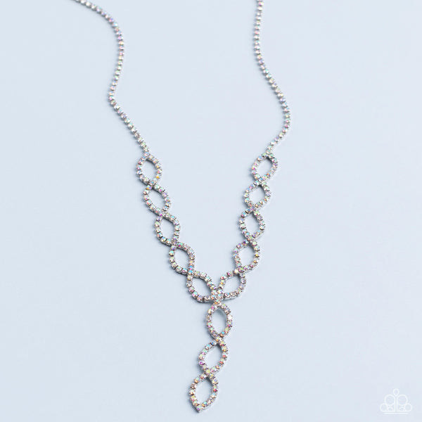 INFINITELY ICY - MULTI IRIDESCENT RHINESTONE Y NECKLACE - LIFE OF THE PARTY SEPT 2022 PAPARAZZI