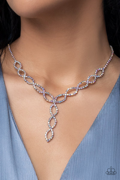 INFINITELY ICY - MULTI IRIDESCENT RHINESTONE Y NECKLACE - LIFE OF THE PARTY SEPT 2022 PAPARAZZI