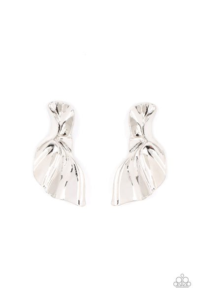 METAL-PHYSICAL MOOD - SILVER PLATE POST EARRINGS - PAPARAZZI