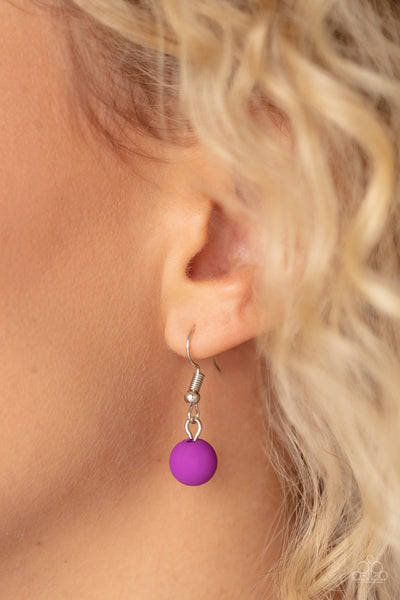 SUMMER SPLASH - PURPLE AND SILVER BEAD SHORT NECKLACE - PAPARAZZI
