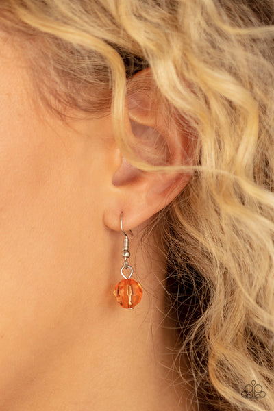 TROPICAL HIDEAWAY - ORANGE BEAD SILVER LAYERED NECKLACE - PAPARAZZI