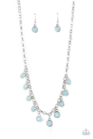 MOONBEAM MAGIC - BLUE BEAD SILVER NECKLACE - PAPARAZZI