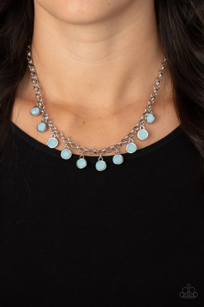 MOONBEAM MAGIC - BLUE BEAD SILVER NECKLACE - PAPARAZZI