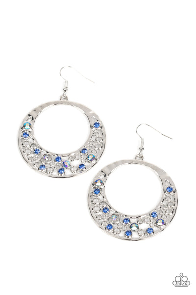 ENCHANTED EFFERVESCENCE - BLUE IRIDESCENT RHINESTONE SILVER EARRINGS - PAPARAZZI