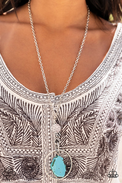 KEEP THE PIECE - BLUE TURQUOISE STONE SILVER CIRCLE NECKLACE - PAPARAZZI FASHION FIX AUGUST 2022