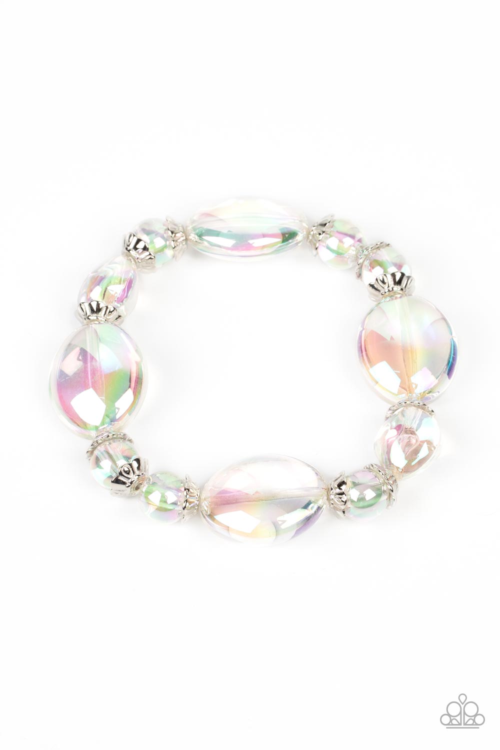 IRIDESCENT ILLUSIONS - MULTI BUBBLY IRIDESCENT STRETCHY BRACELET - PAPARAZZI