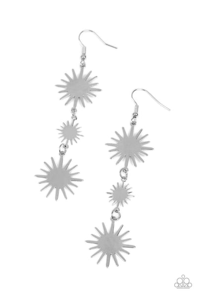 SOLAR SOUL - SILVER SUNBURST EARRINGS - PAPARAZZI