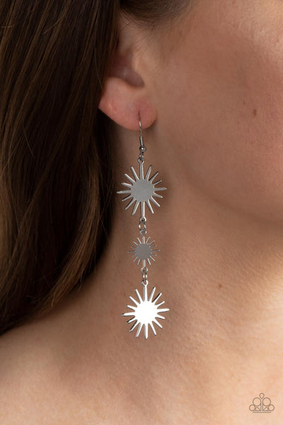 SOLAR SOUL - SILVER SUNBURST EARRINGS - PAPARAZZI