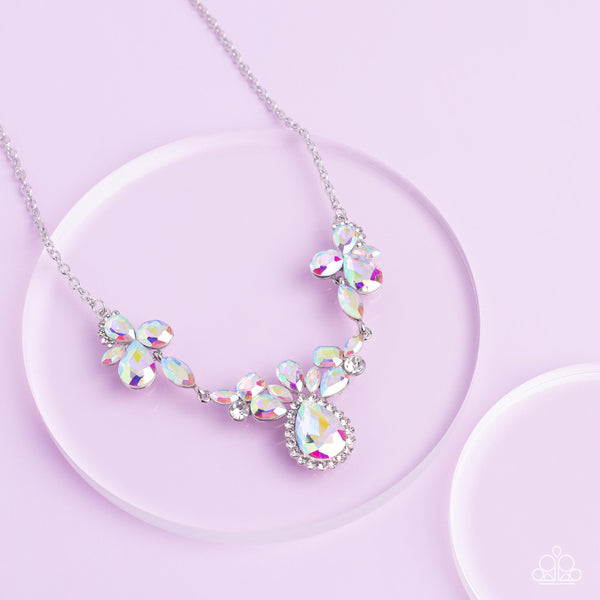 INTERGALACTIC ICON - MULTI IRIDESCENT GEM SILVER NECKLACE - EMPIRE DIAMOND EXCLUSIVE - PAPARAZZI