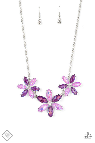 MEADOW MUSE - PURPLE GEM FLOWER SILVER NECKLACE - PAPARAZZI FASHION FIX JUNE 2022
