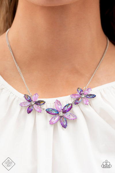 MEADOW MUSE - PURPLE GEM FLOWER SILVER NECKLACE - PAPARAZZI FASHION FIX JUNE 2022