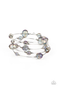OPTICAL AURAS - PURPLE OIL SPILL BEAD WIRE COIL BRACELET - PAPARAZZI
