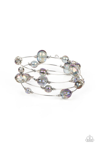OPTICAL AURAS - PURPLE OIL SPILL BEAD WIRE COIL BRACELET - PAPARAZZI