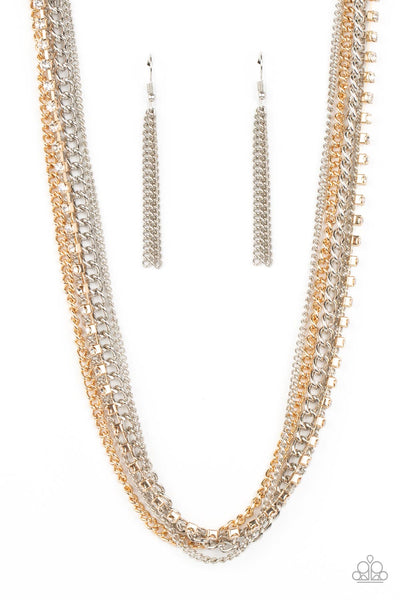 FREE TO CHAINGE MY MIND - MULTI SILVER AND GOLD CHAIN NECKLACE - PAPARAZZI