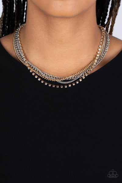 FREE TO CHAINGE MY MIND - MULTI SILVER AND GOLD CHAIN NECKLACE - PAPARAZZI