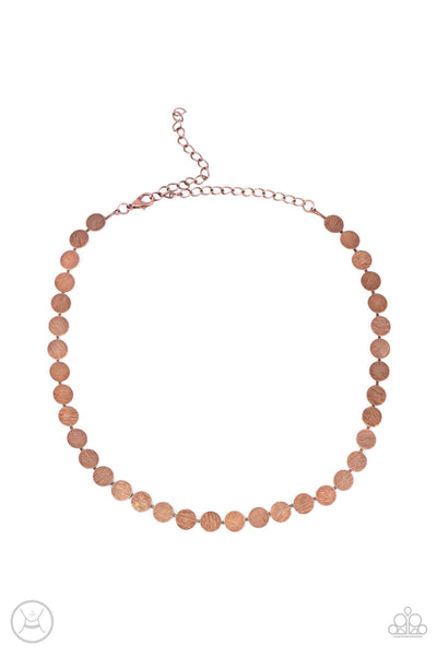 FLASH MOB FLICKER - COPPER DISC CHOKER NECKLACE - PAPARAZZI