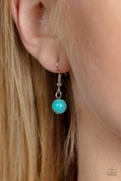 BADLANDS BUTTERFLY - BLUE TURQUOISE SILVER LANYARD NECKLACE - PAPARAZZI