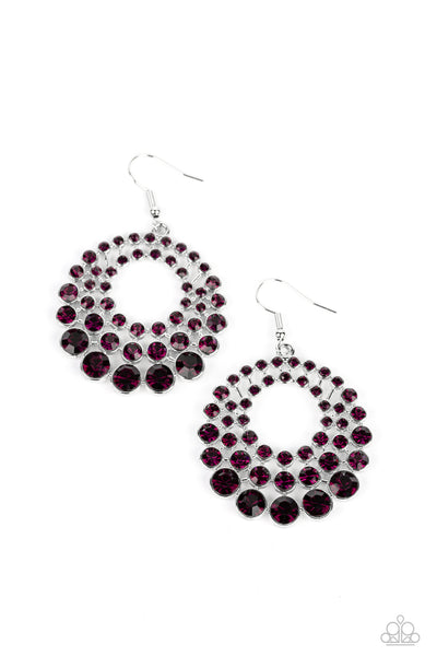 SO SELF-GLOW-RIOUS - PURPLE RHINESTONE SILVER EARRINGS - PAPARAZZI