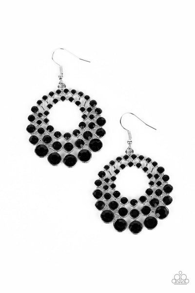 SO SELF-GLOW-RIOUS - BLACK RHINESTONE SILVER EARRINGS - PAPARAZZI