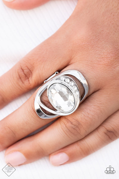 MOUNTAIN VIEW MEADOW - WHITE GEM SILVER RING - PAPARAZZI FASHION FIX AUGUST 2022