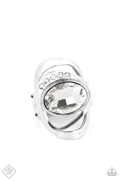 MOUNTAIN VIEW MEADOW - WHITE GEM SILVER RING - PAPARAZZI FASHION FIX AUGUST 2022