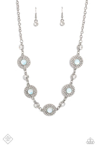 SUMMER DREAM - GREEN GLASSY BEAD RHINESTONE SILVER SHORT NECKLACE - PAPARAZZI JULY 2023
