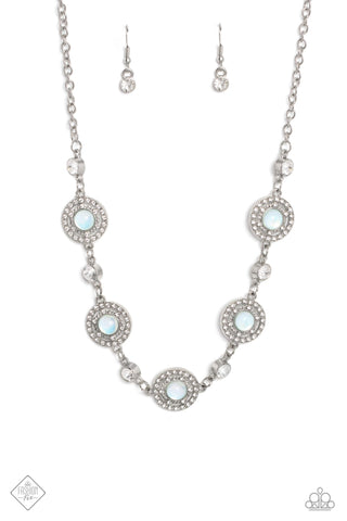SUMMER DREAM - GREEN GLASSY BEAD RHINESTONE SILVER SHORT NECKLACE - PAPARAZZI JULY 2023