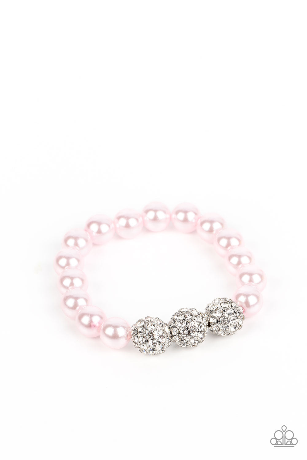 BREATHTAKING BALL - PINK PEARL SILVER STRETCHY BRACELET - PAPARAZZI