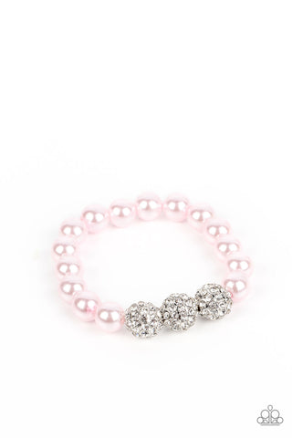 BREATHTAKING BALL - PINK PEARL SILVER STRETCHY BRACELET - PAPARAZZI